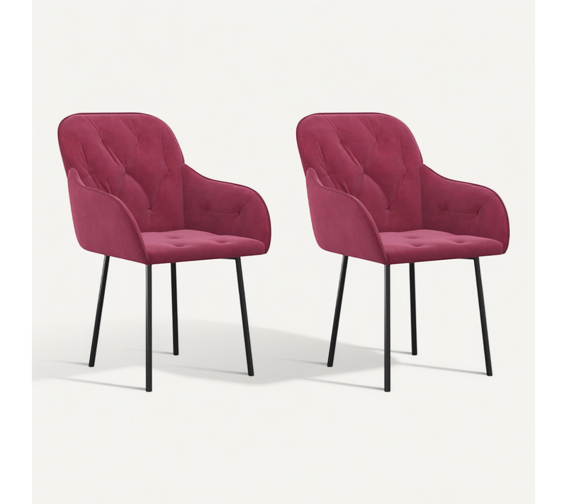 Chaises À Manger Lot De 2 Rouge Bordeaux Velours