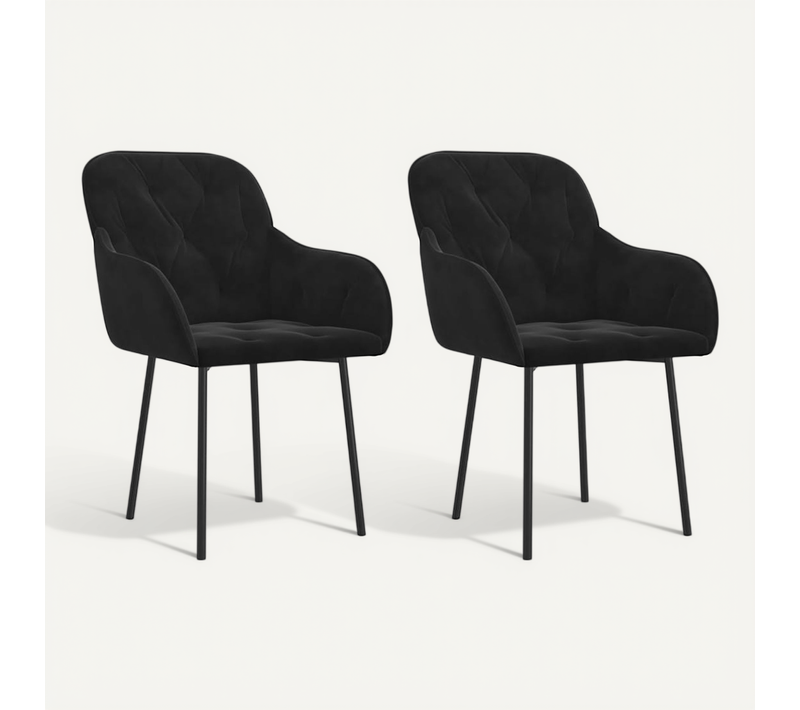 Chaises À Manger Lot De 2 Noir Velours