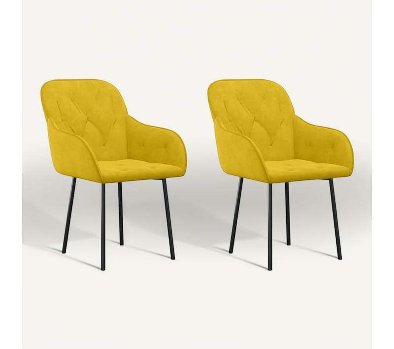Chaises À Manger Lot De 2 Jaune Velours