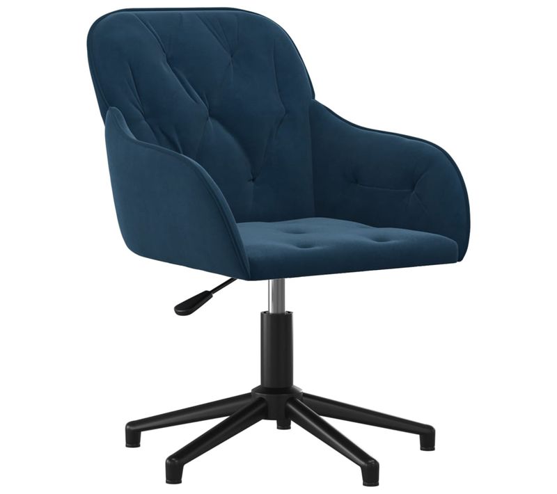 Chaise De Bureau Pivotante En Velours Bleu, Rotation à 360°, Cadre En Métal, Ergonomique