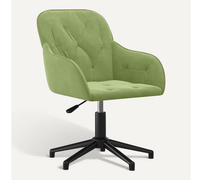 Chaise De Bureau Pivotante En Velours Vert Clair, Pivotante À 360° Cadre En Métal Ergonomique