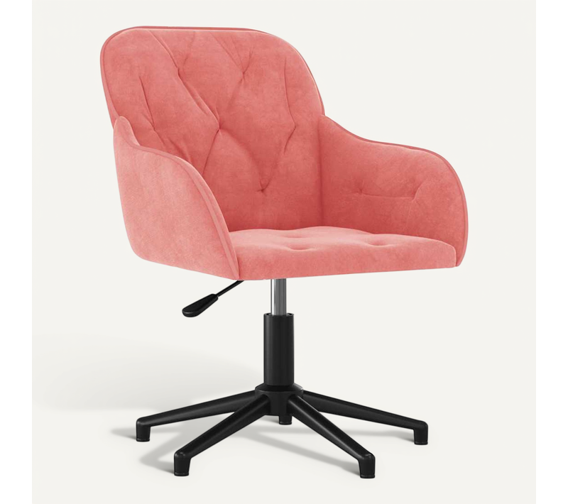 Chaise Pivotante De Bureau Rose Velours