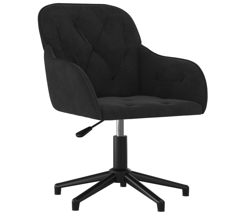 Chaise De Bureau Pivotante En Velours Noir, Pivotante à 360°, Cadre En Métal Ergonomique