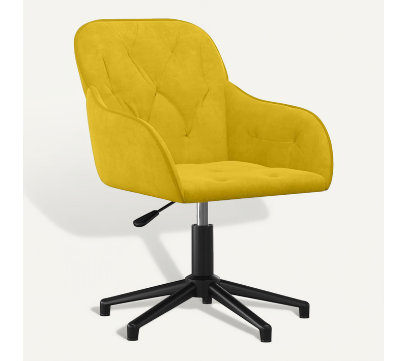 Chaise De Bureau Pivotante En Velours Jaune, Pivotante À 360°, Cadre En Métal Ergonomique