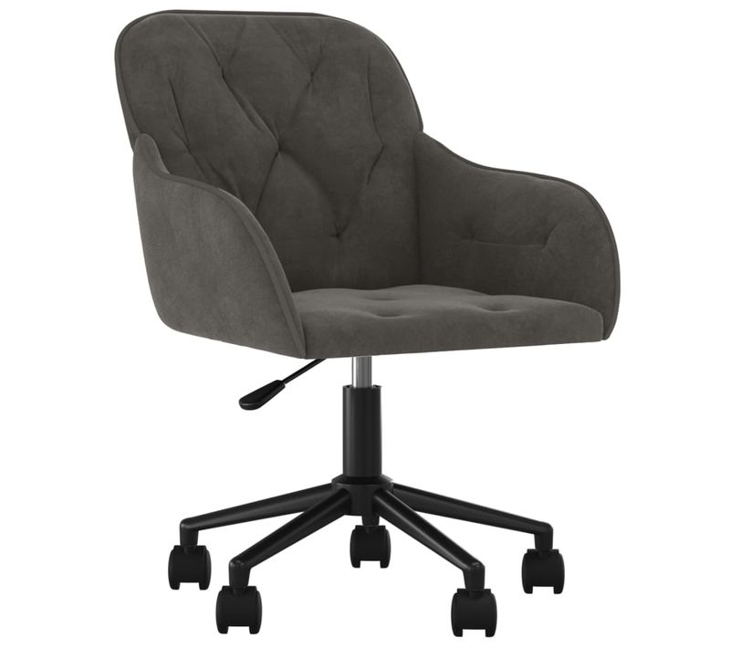 Chaise De Bureau Pivotante En Velours Gris Foncé, Cadre En Métal, Ergonomique