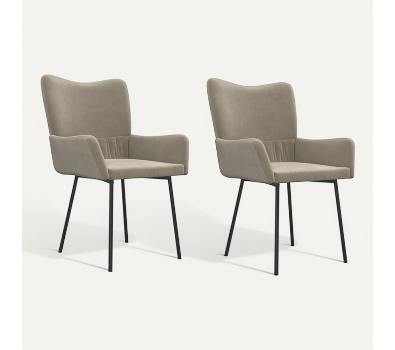 Chaises À Manger Lot De 2 Gris Clair Velours