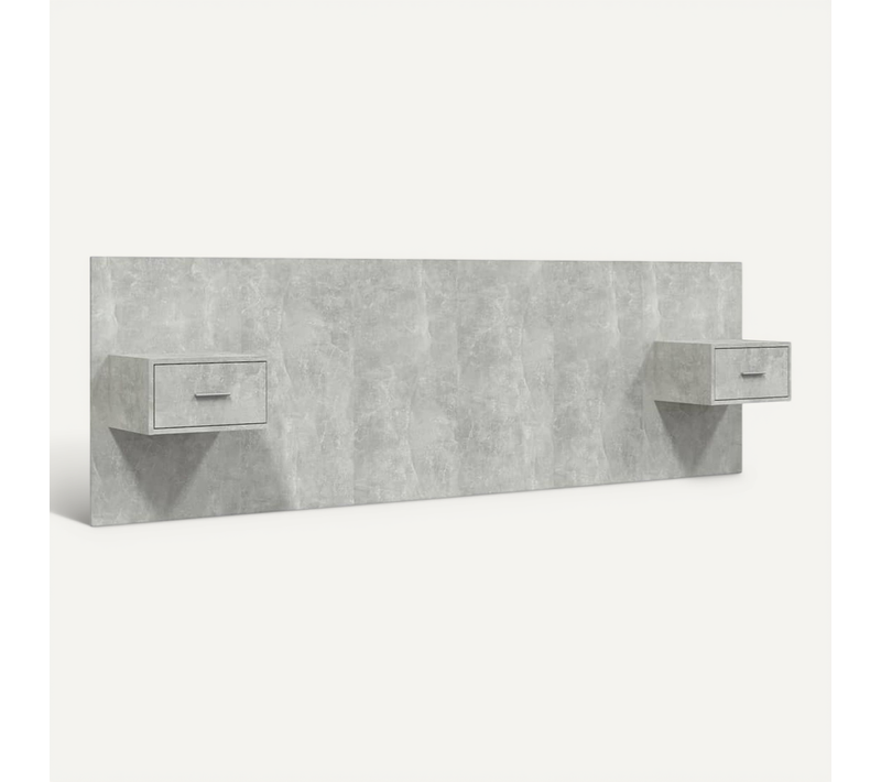 Tête De Lit Avec Armoires Gris Béton Bois Contreplaqué