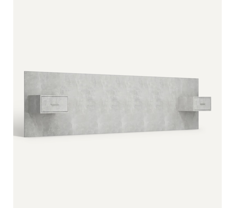 Tête De Lit Avec Armoires Gris Béton Bois Contreplaqué