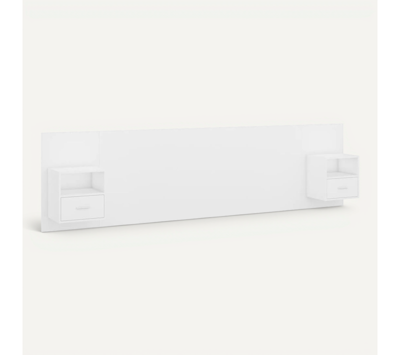 Tête De Lit Avec Armoires Blanc Bois Contreplaqué