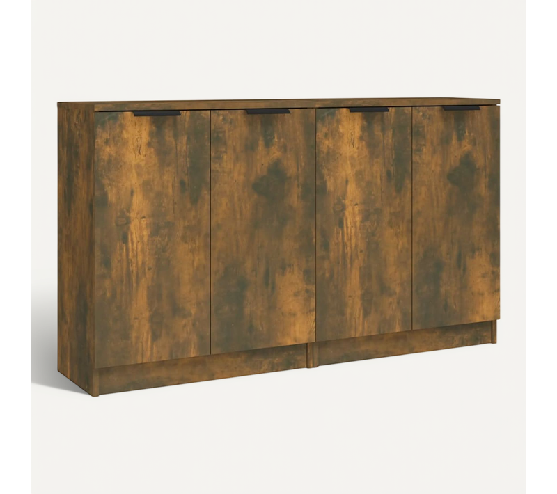Buffets 2 Pièces Chêne Fumé 60x30x70 Cm Bois Contreplaqué