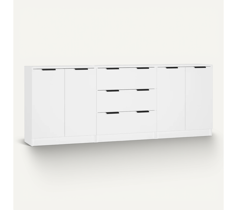 Buffets 3 Pièces Blanc Bois Contreplaqué
