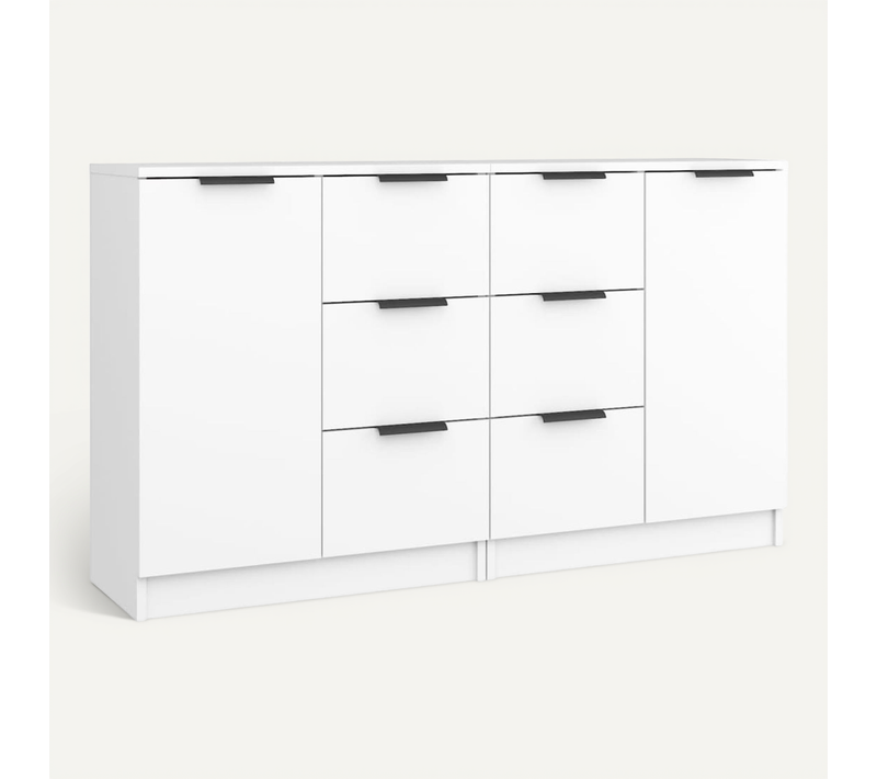 Buffets 2 Pièces Blanc 60x30x70 Cm Bois Contreplaqué