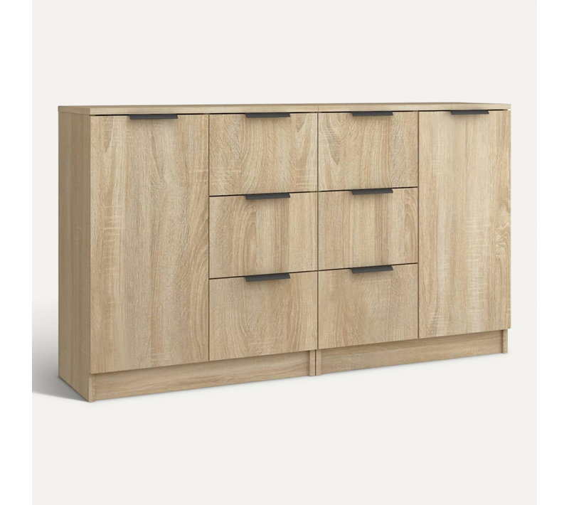 Buffets 2 Pièces Chêne Sonoma 60x30x70 Cm Bois Contreplaqué