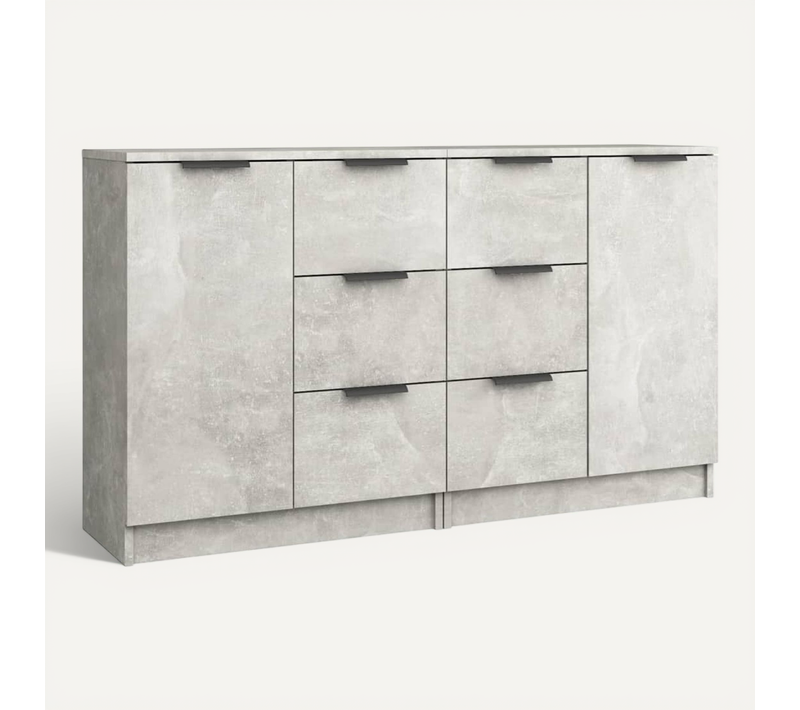 Buffets 2 Pièces Gris Béton 60x30x70 Cm Bois Contreplaqué