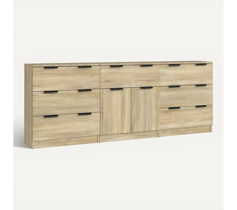 Buffets 3 Pièces Chêne Sonoma Bois Contreplaqué