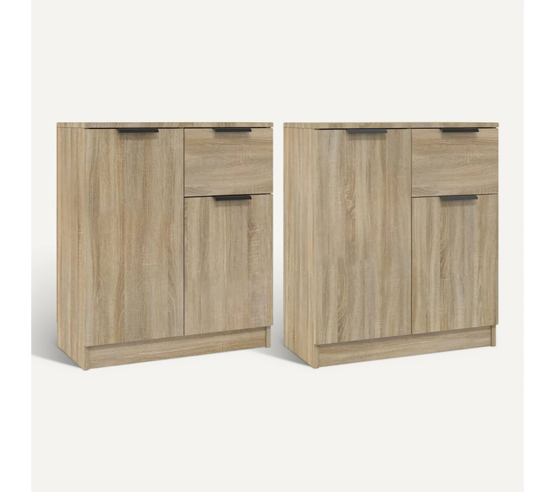 Buffets 2 Pièces Chêne Sonoma 60x30x70 Cm Bois Contreplaqué