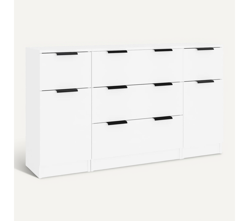 Buffets 3 Pièces Blanc Bois Contreplaqué