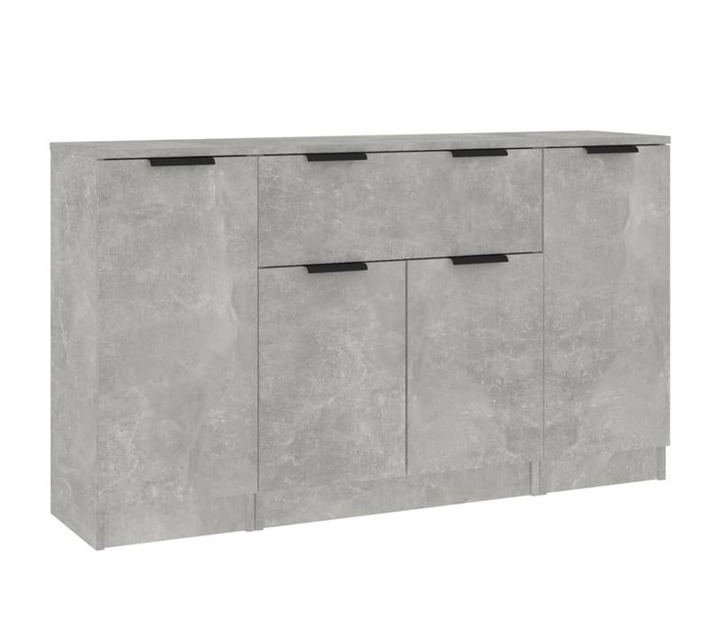Buffets 3 Pièces Gris Béton Bois Contreplaqué