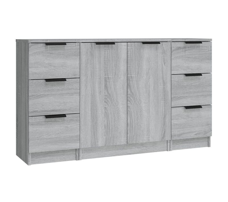Buffets 3 Pièces Sonoma Gris Bois Contreplaqué