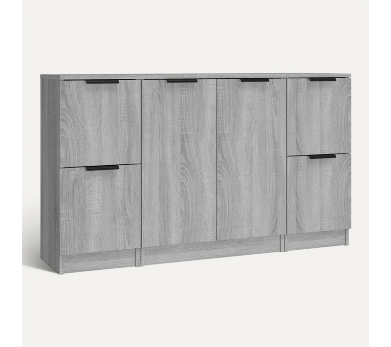 Buffets 3 Pièces Sonoma Gris Bois Contreplaqué
