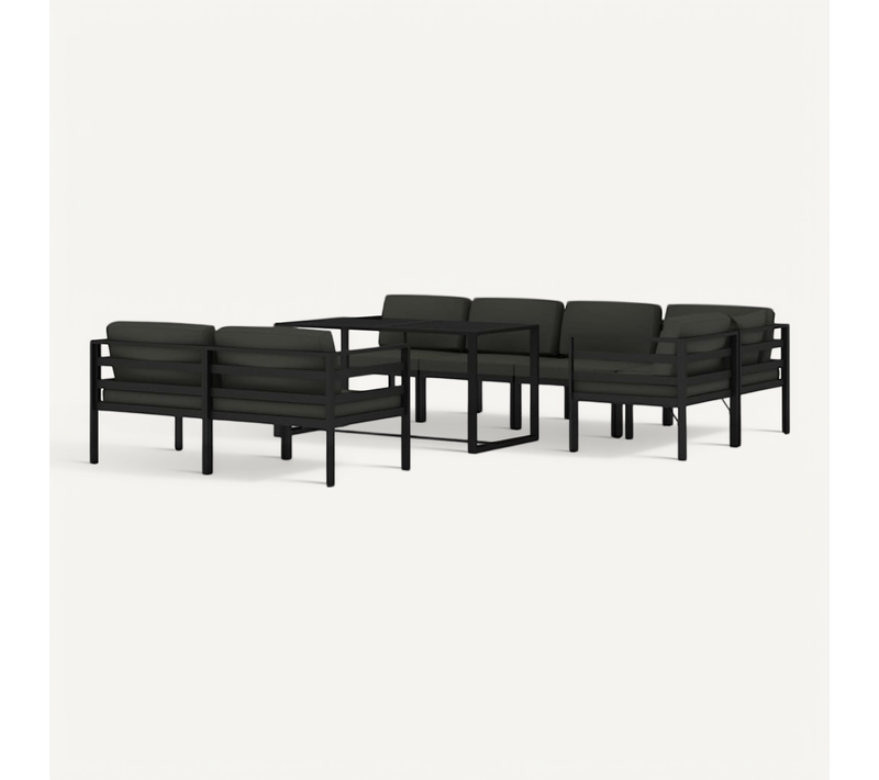 Salon De Jardin 8 Pièces Avec Coussins Aluminium Anthracite Modulaire