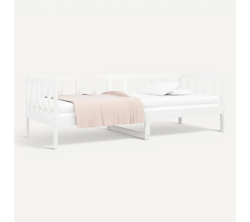 Lit Blanc 90x190 Cm Bois De Pin Massif