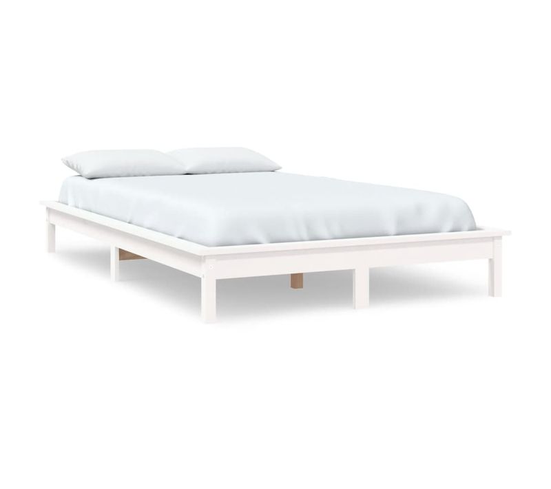 Cadre De Lit Sans Matelas Blanc 120x200 Cm Bois Massif