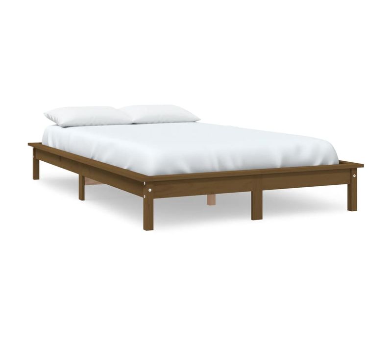 Cadre De Lit Sans Matelas Marron Miel 160x200 Cm Bois Massif