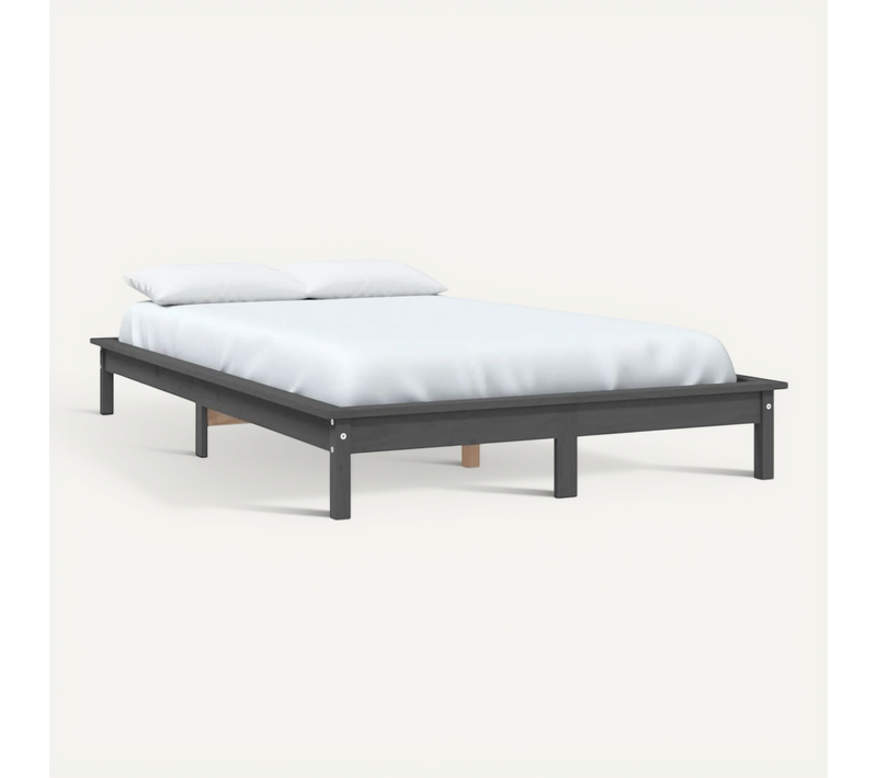 Cadre De Lit Sans Matelas Gris Bois Massif 180x200 Cm