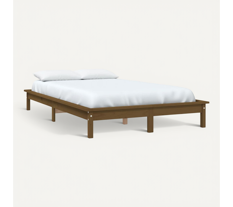 Cadre De Lit Sans Matelas Marron Miel Bois Massif 120x190