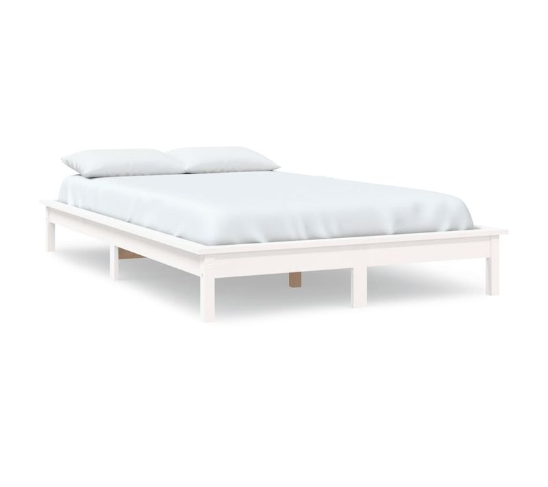 Cadre De Lit Sans Matelas Blanc 140x190 Cm Bois De Pin Massif