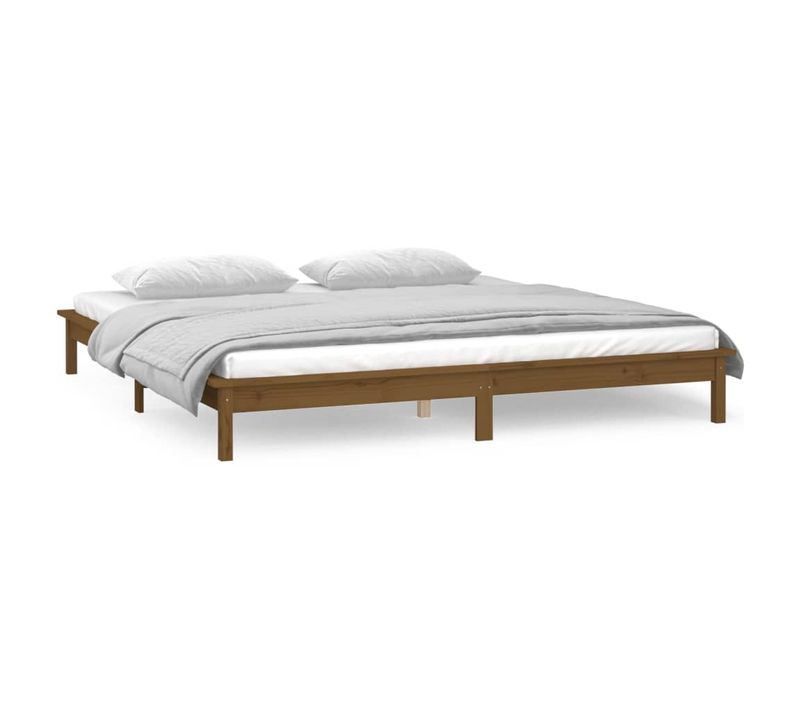 Cadre De Lit à LED Sans Matelas 120x190 Cm Bois Massif