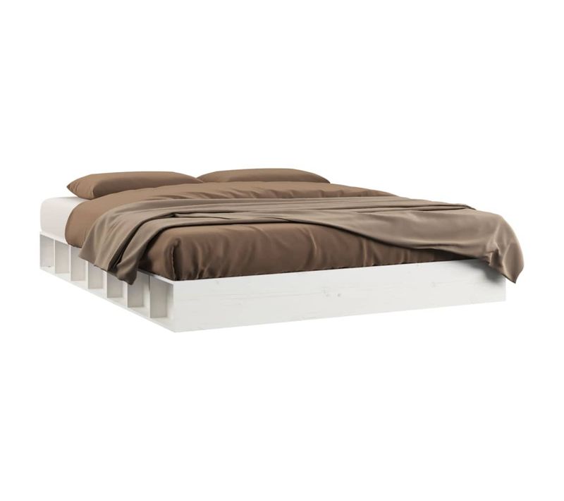 Cadre De Lit Sans Matelas Blanc 200x200 Cm Bois Massif