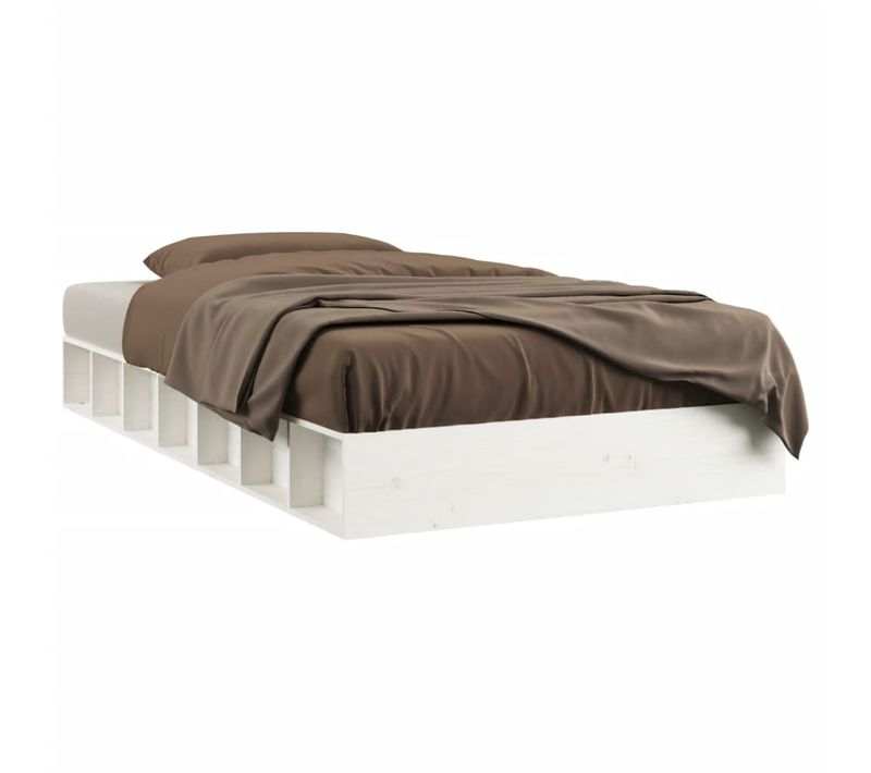 Cadre De Lit Sans Matelas Blanc 140x190 Cm Bois Massif