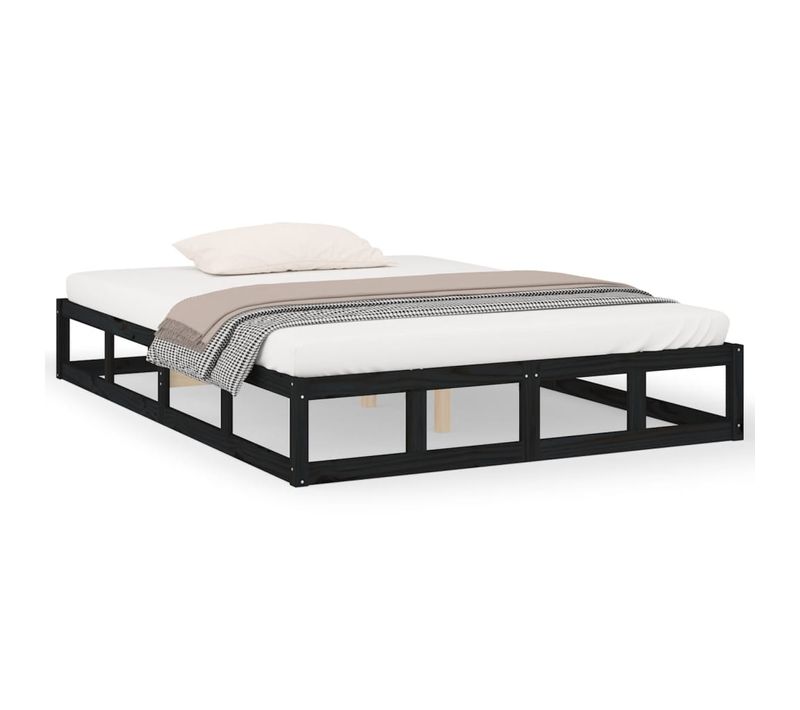 Cadre De Lit Sans Matelas Noir 160x200 Cm Bois Massif