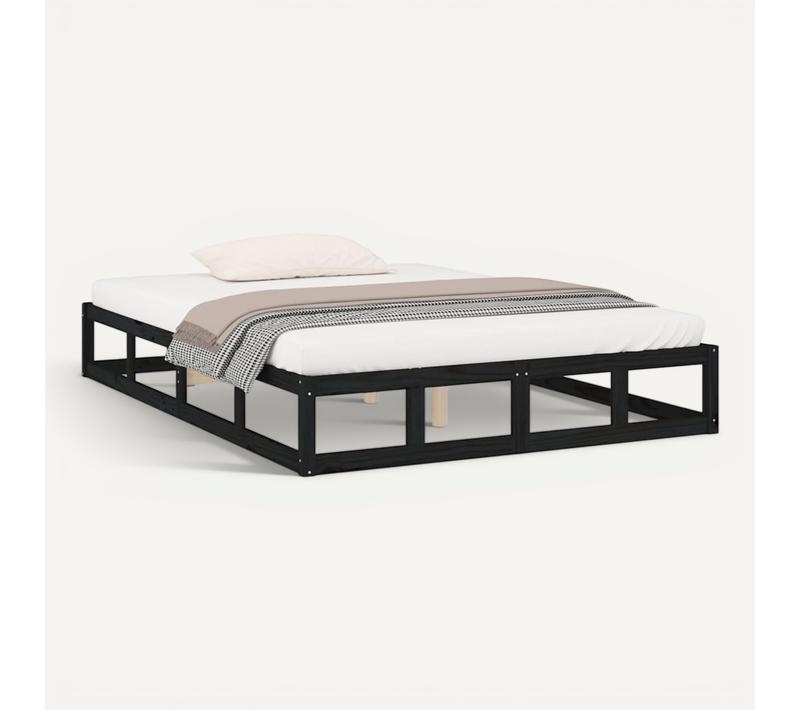 Cadre De Lit Sans Matelas Noir 200x200 Cm Bois Massif