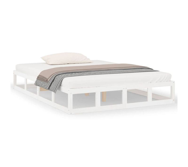 Cadre De Lit Sans Matelas Blanc 120x190 Cm Bois Massif