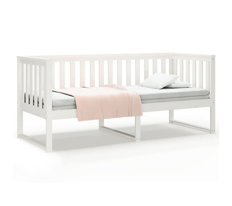 Lit De Jour Blanc 80x200 Cm Bois De Pin Massif