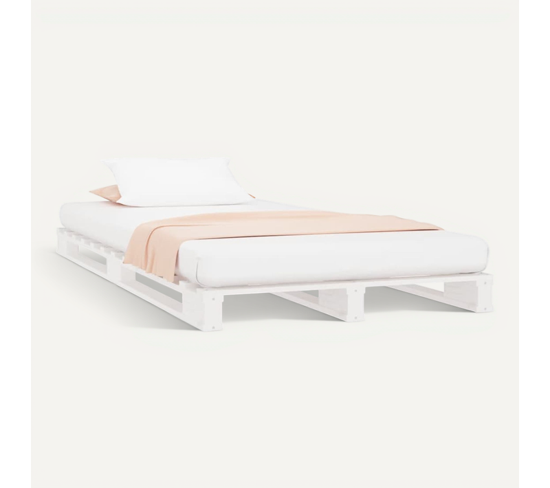 Lit De Palette Blanc 90x200 Cm Bois De Pin Massif