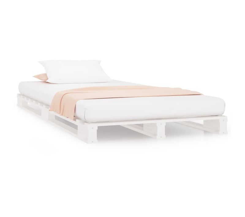 Lit De Palette Blanc 100x200 Cm Bois De Pin Massif
