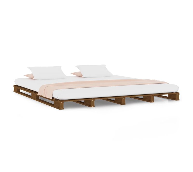 Lit De Palette Sans Matelas Marron Miel 120x200 Cm Bois Massif