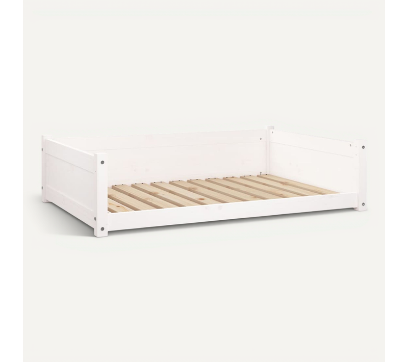 Lit Pour Chien Blanc 105,5x75,5x28 Cm Bois De Pin Solide