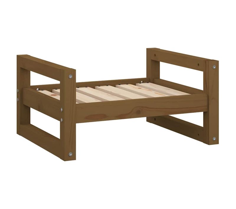 Lit Pour Chien Marron Miel 55,5x45,5x28 Cm Bois De Pin Solide