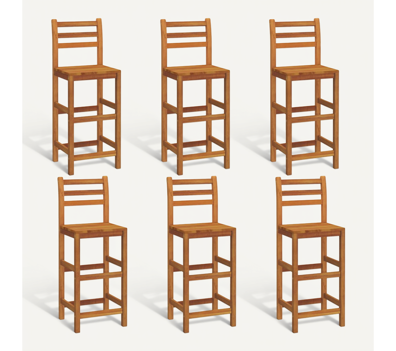 Tabourets De Bar Lot De 6 Bois Massif D'acacia