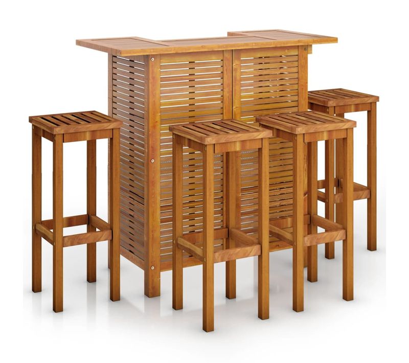 Ensemble De Bar De Jardin 5 Pièces Bois D'acacia Massif