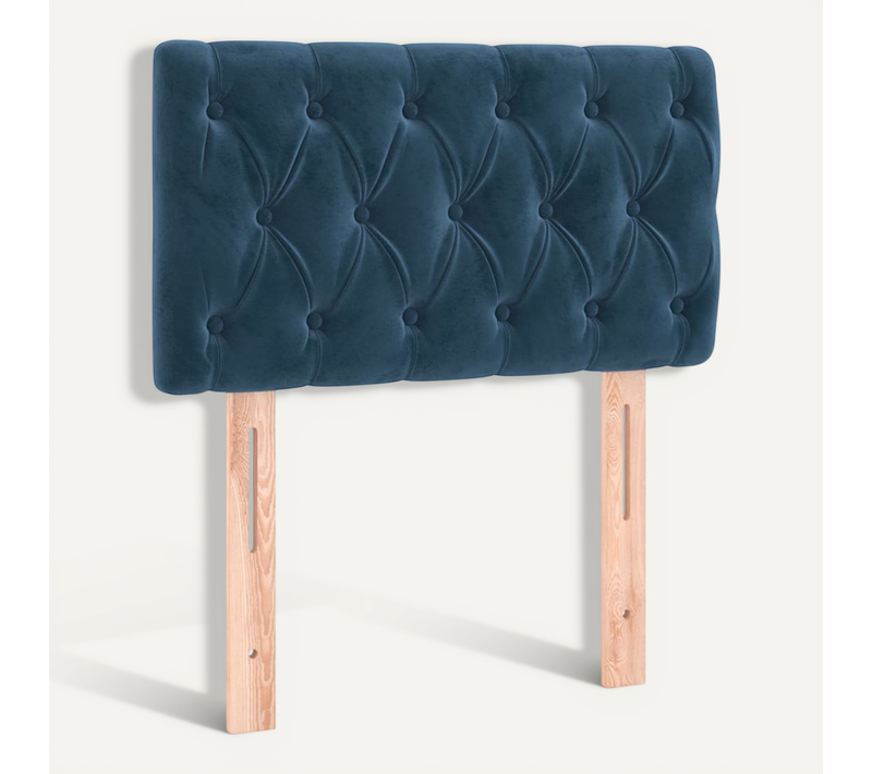 Tête De Lit 80 X 7 X 78/88 Cm Réglable En Velours Bleu Foncé Avec Pieds En Bois