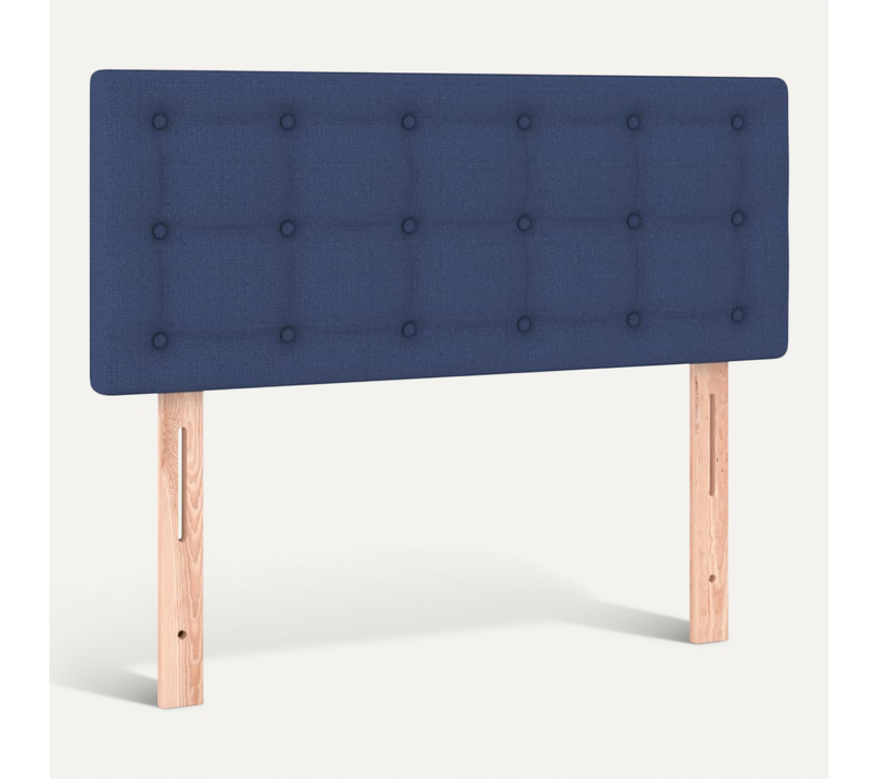 Tête De Lit 90 X 5 X 78/88 Cm, Réglable, Tissu Bleu, Pieds En Bois