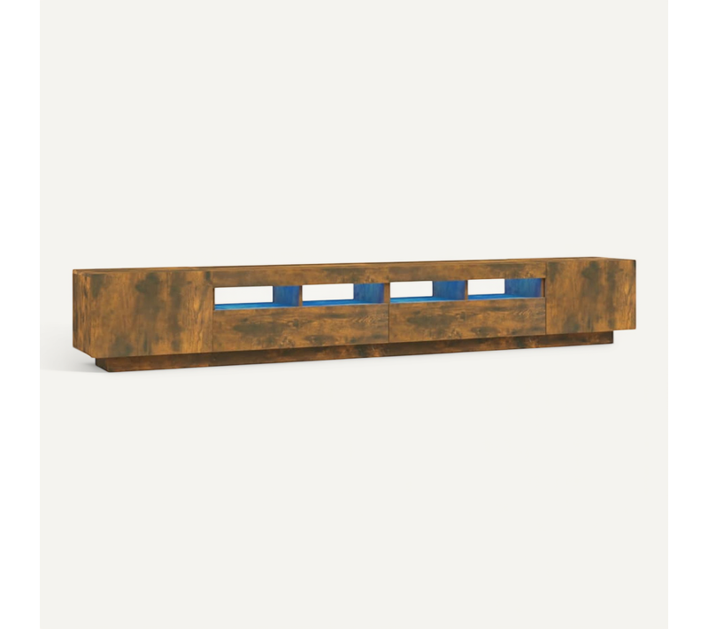 Ensemble De Meubles TV Avec Lumières LED 3 Pièces Chêne Fumé