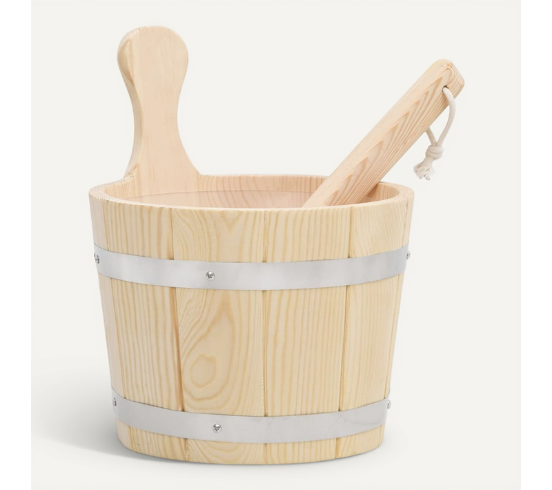 Ensemble De Seau Et Louche Pour Sauna Bois Massif De Pin