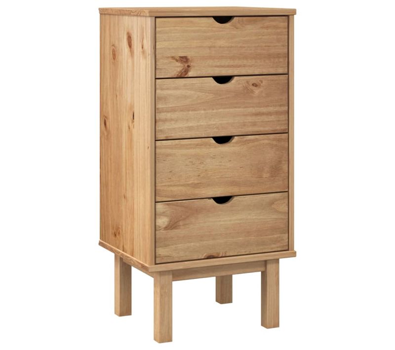 Armoire à Tiroirs « otta » 45 x 39 x 90 cm 4 Tiroirs Bois De Pin Massif Style Scandinave
